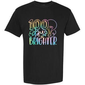 100 Days Brighter Student Happy 100th Day Of School Tie Dye Garment-Dyed Heavyweight T-Shirt