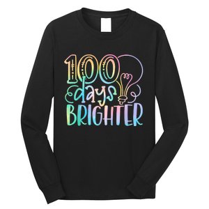 100 Days Brighter Student Happy 100th Day Of School Tie Dye Long Sleeve Shirt