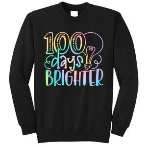 100 Days Brighter Student Happy 100th Day Of School Tie Dye Sweatshirt