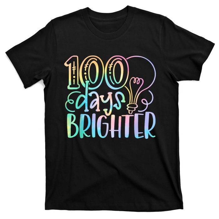 100 Days Brighter Student Happy 100th Day Of School Tie Dye T-Shirt