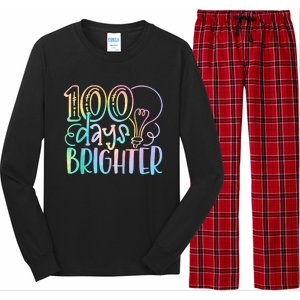 100 Days Brighter Student Happy 100th Day Of School Tie Dye Long Sleeve Pajama Set