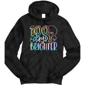 100 Days Brighter Student Happy 100th Day Of School Tie Dye Tie Dye Hoodie