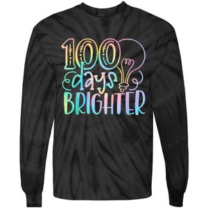 100 Days Brighter Student Happy 100th Day Of School Tie Dye Tie-Dye Long Sleeve Shirt