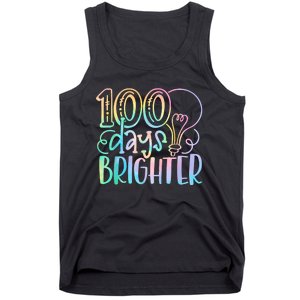 100 Days Brighter Student Happy 100th Day Of School Tie Dye Tank Top