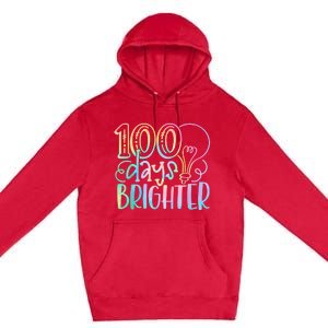 100 Days Brighter Student Happy 100th Day Of School Tie Dye Premium Pullover Hoodie