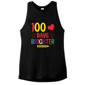 100 Days Brighter Teacher Student 100 Days Of School Ladies PosiCharge Tri-Blend Wicking Tank