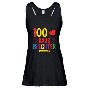 100 Days Brighter Teacher Student 100 Days Of School Ladies Essential Flowy Tank