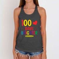 100 Days Brighter Teacher Student 100 Days Of School Women's Knotted Racerback Tank