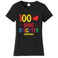 100 Days Brighter Teacher Student 100 Days Of School Women's T-Shirt