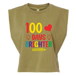 100 Days Brighter Teacher Student 100 Days Of School Garment-Dyed Women's Muscle Tee