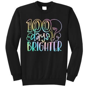 100 Days Brighter Student Happy 100th Day Of School Tie Dye Gift Sweatshirt