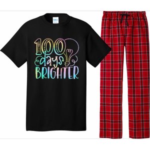 100 Days Brighter Student Happy 100th Day Of School Tie Dye Gift Pajama Set