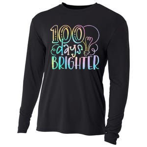 100 Days Brighter Student Happy 100th Day Of School Tie Dye Gift Cooling Performance Long Sleeve Crew