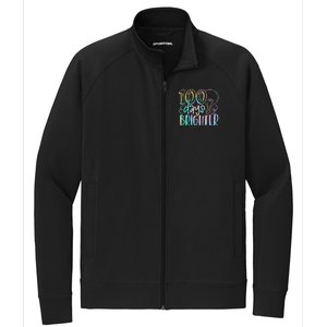 100 Days Brighter Student Happy 100th Day Of School Tie Dye Gift Stretch Full-Zip Cadet Jacket