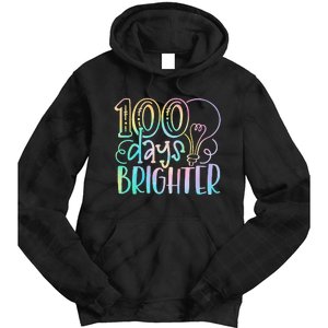 100 Days Brighter Student Happy 100th Day Of School Tie Dye Gift Tie Dye Hoodie