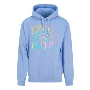 100 Days Brighter Student Happy 100th Day Of School Tie Dye Gift Unisex Surf Hoodie