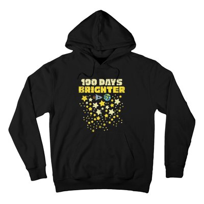 100 Days Brighter 100th Day Of School Space Stars Rocket Hoodie