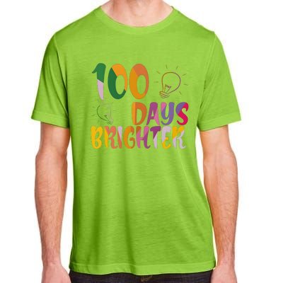 100 Days Brighter 100 Days Of School Teacher Adult ChromaSoft Performance T-Shirt