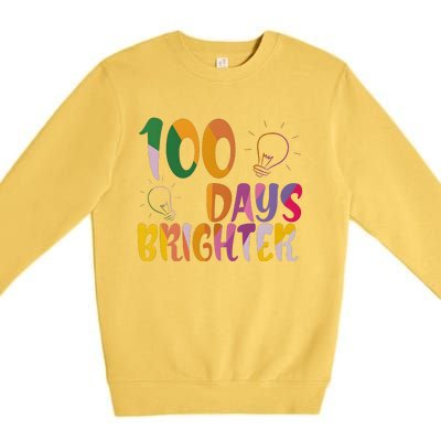 100 Days Brighter 100 Days Of School Teacher Premium Crewneck Sweatshirt