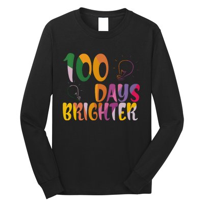 100 Days Brighter 100 Days Of School Teacher Long Sleeve Shirt