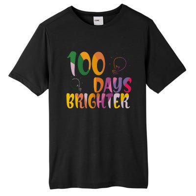 100 Days Brighter 100 Days Of School Teacher Tall Fusion ChromaSoft Performance T-Shirt