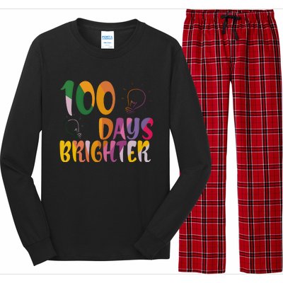 100 Days Brighter 100 Days Of School Teacher Long Sleeve Pajama Set