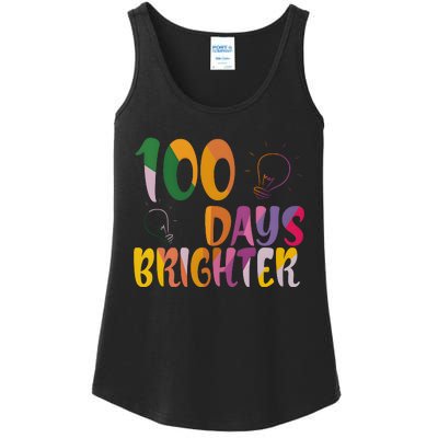 100 Days Brighter 100 Days Of School Teacher Ladies Essential Tank