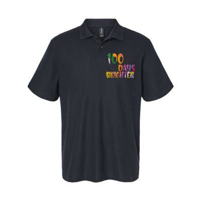 100 Days Brighter 100 Days Of School Teacher Softstyle Adult Sport Polo