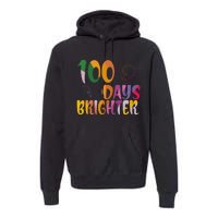 100 Days Brighter 100 Days Of School Teacher Premium Hoodie