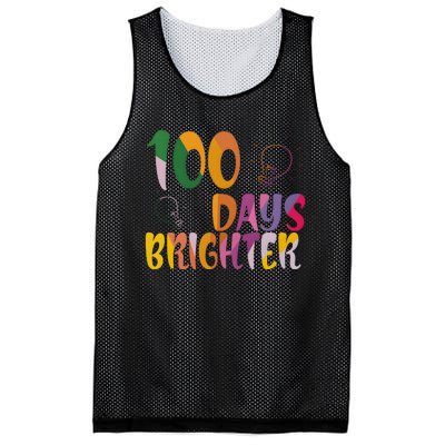 100 Days Brighter 100 Days Of School Teacher Mesh Reversible Basketball Jersey Tank