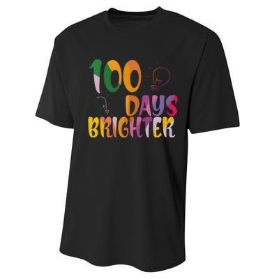 100 Days Brighter 100 Days Of School Teacher Performance Sprint T-Shirt