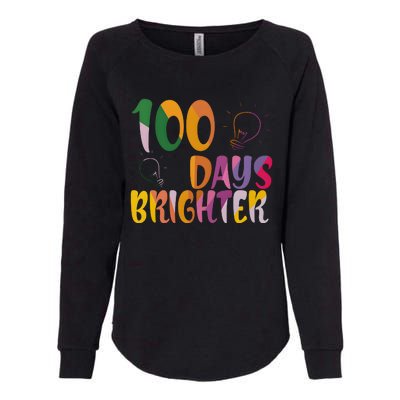 100 Days Brighter 100 Days Of School Teacher Womens California Wash Sweatshirt