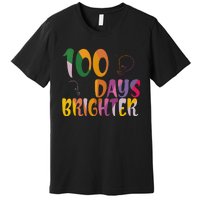 100 Days Brighter 100 Days Of School Teacher Premium T-Shirt