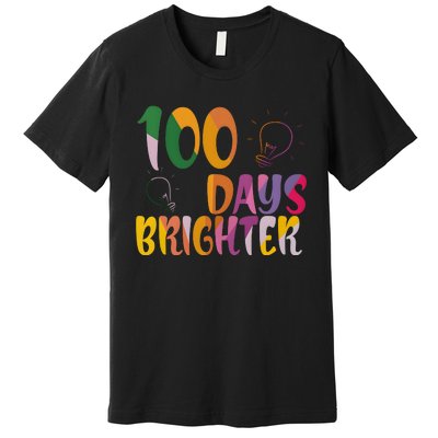 100 Days Brighter 100 Days Of School Teacher Premium T-Shirt