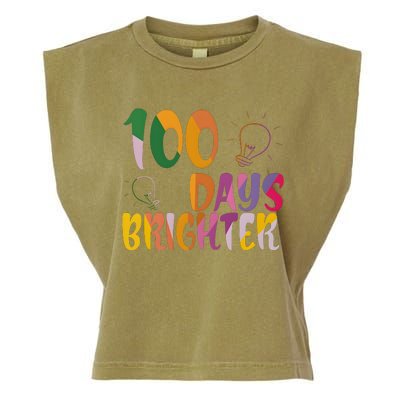 100 Days Brighter 100 Days Of School Teacher Garment-Dyed Women's Muscle Tee