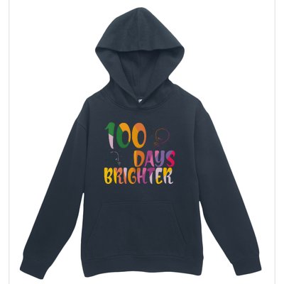 100 Days Brighter 100 Days Of School Teacher Urban Pullover Hoodie