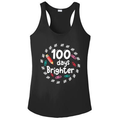 100 Days Brighter Funny Gift For Teachers 100 Days Smarter Gift Ladies PosiCharge Competitor Racerback Tank