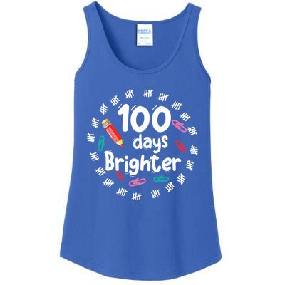 100 Days Brighter Funny Gift For Teachers 100 Days Smarter Gift Ladies Essential Tank