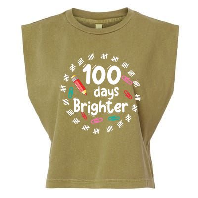 100 Days Brighter Funny Gift For Teachers 100 Days Smarter Gift Garment-Dyed Women's Muscle Tee