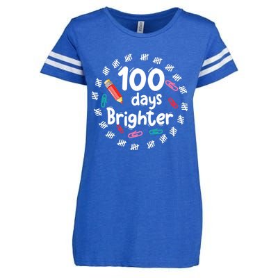 100 Days Brighter Funny Gift For Teachers 100 Days Smarter Gift Enza Ladies Jersey Football T-Shirt