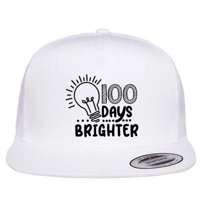 100 Days Brighter Funny Back To School Flat Bill Trucker Hat