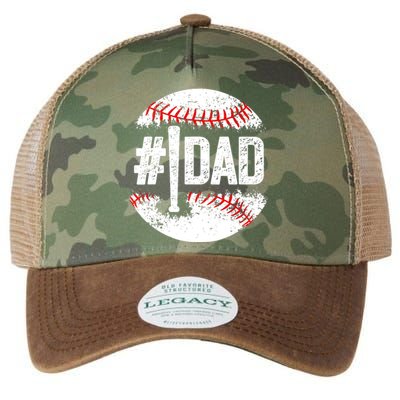 #1 Dad Baseball Number One Daddy Son Baseball Player Legacy Tie Dye Trucker Hat