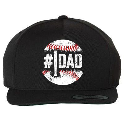 #1 Dad Baseball Number One Daddy Son Baseball Player Wool Snapback Cap