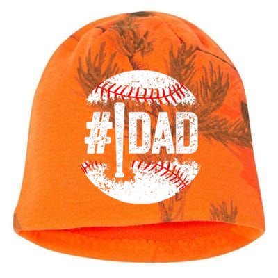 #1 Dad Baseball Number One Daddy Son Baseball Player Kati - Camo Knit Beanie