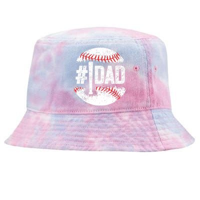 #1 Dad Baseball Number One Daddy Son Baseball Player Tie-Dyed Bucket Hat