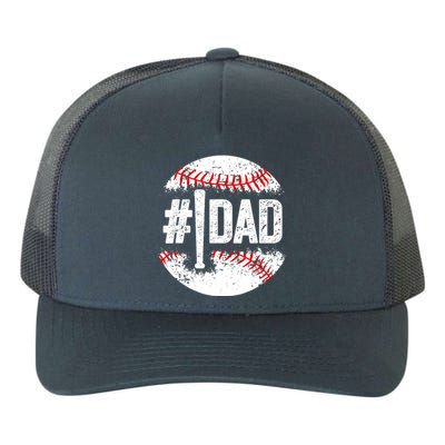 #1 Dad Baseball Number One Daddy Son Baseball Player Yupoong Adult 5-Panel Trucker Hat