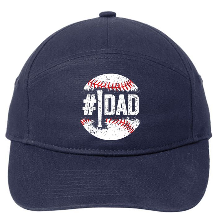 #1 Dad Baseball Number One Daddy Son Baseball Player 7-Panel Snapback Hat