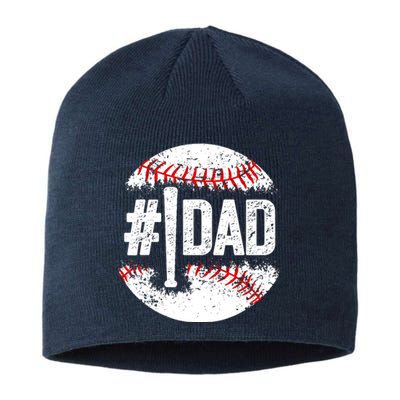 #1 Dad Baseball Number One Daddy Son Baseball Player Sustainable Beanie