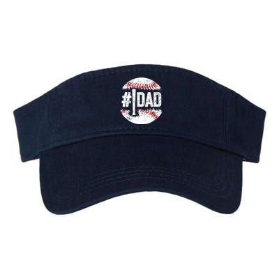 #1 Dad Baseball Number One Daddy Son Baseball Player Valucap Bio-Washed Visor