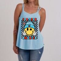 100 Days Brighter Retro Groovy Smile Teacher Gift Women's Strappy Tank